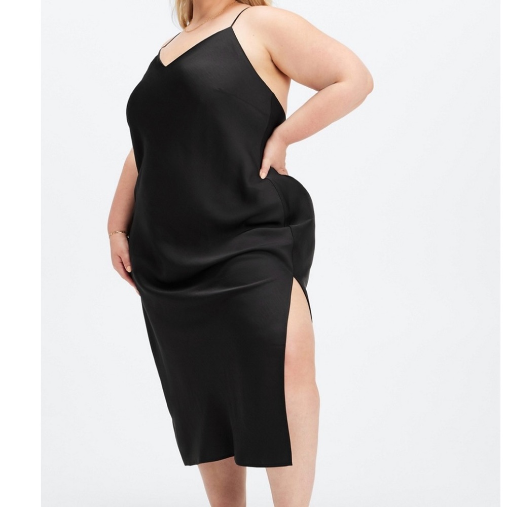 FABLETICS Black Slip Sleek Midi Strappy Flattering Summer Occasion Dress Size 3X